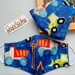 Kids Cloth Face Mask - Construction Vehicles